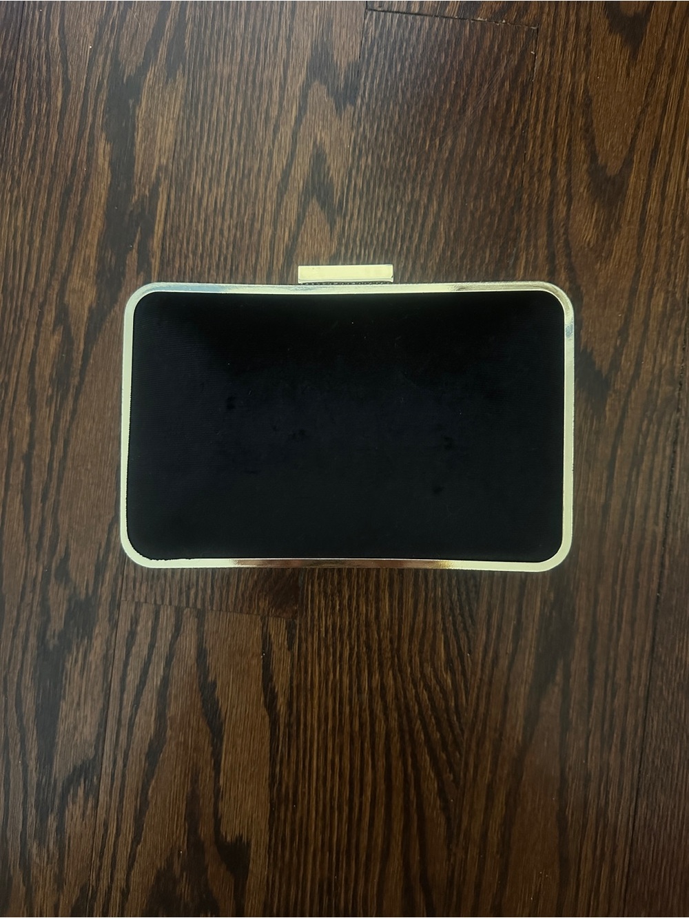 Elegant Black Velvet Clutch with Gold Trim